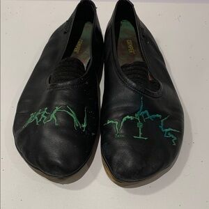 Camper Twins Black Leather Flats